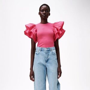 Zara pink ruffle bodysuit🩷